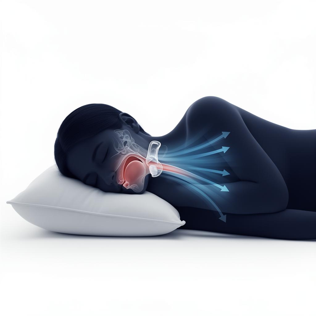 Anatomical view of how Snorist gently supports the jaw to keep the airway open