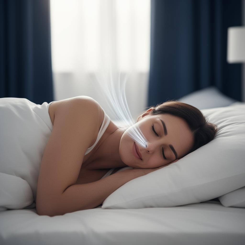 Person sleeping peacefully with quiet, easy breathing