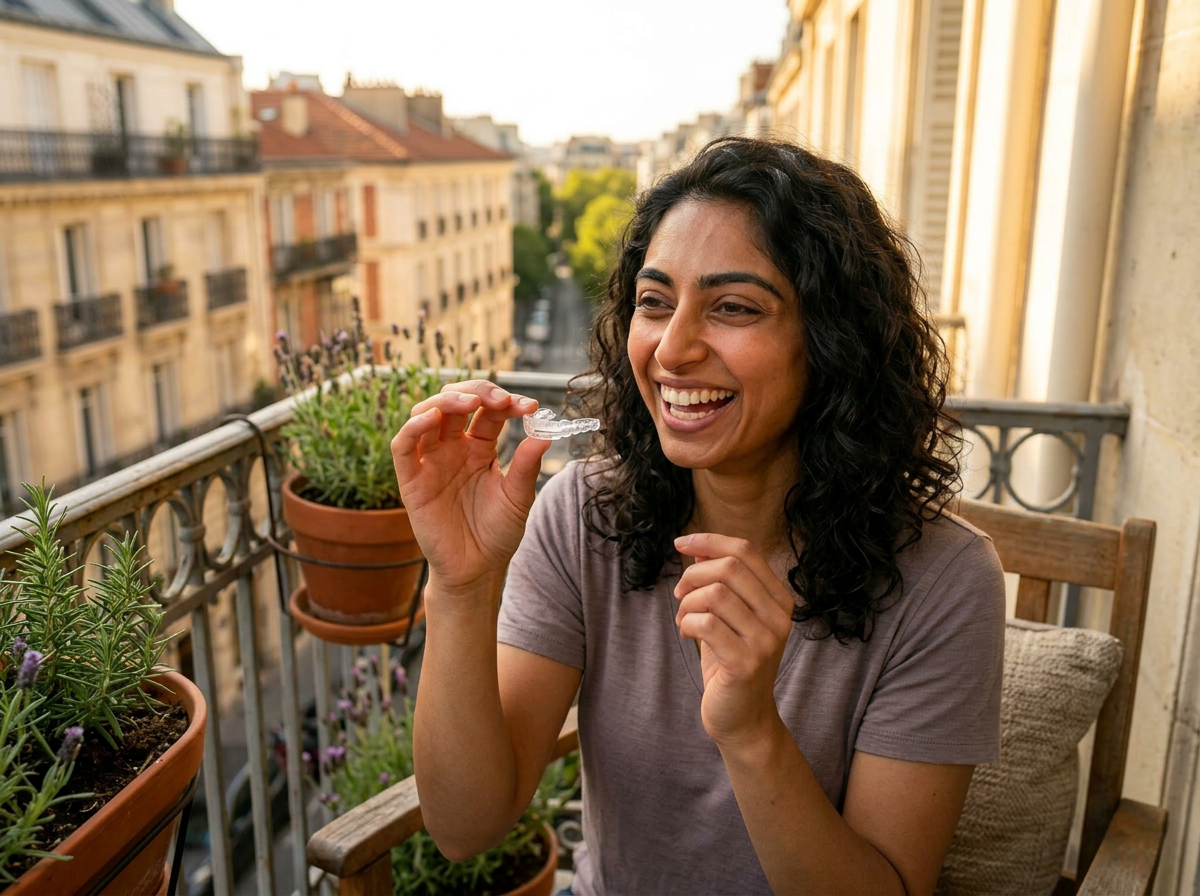 Priya S. with their Snorist mouthpiece