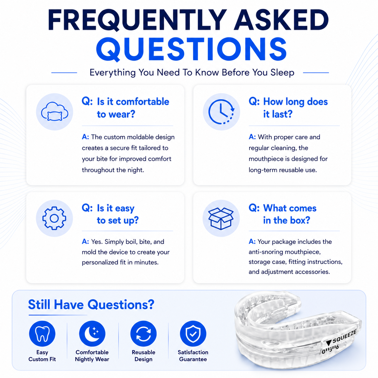 Snorist frequently asked questions – comfort, durability, setup, and what's in the box